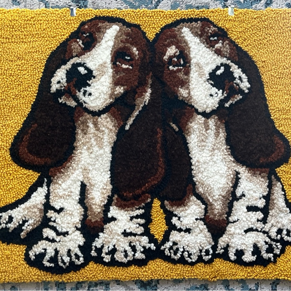 1960’s dog rug / wall art / latch hook style